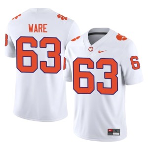 #63 White Men's High School Easton Ware College Football Tigers Jerseys 953319-439