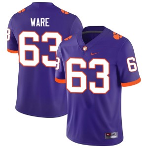 #63 High School Men Purple Easton Ware Clemson National Championship College Football Jersey 945220-187