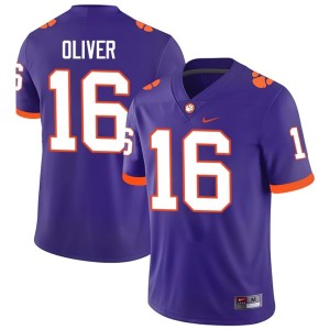 #16 Mens Stitched Purple Clemson National Championship College Football Myles Oliver Jersey 696468-184