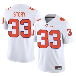 #33 Official Caden Story Men White Clemson University Tigers College Football Jerseys 186806-574