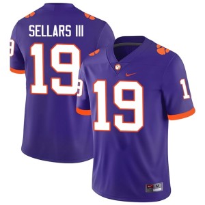 #19 College Football Stitched Clemson Men Gordon Sellars III Purple Jersey 809762-159