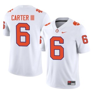 #6 College Football Men's Jerome Carter III Alumni White CLEM Jersey 920702-418