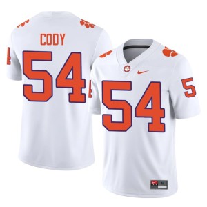 #54 White College Football Kam Cody Men Clemson University Tigers Embroidery Jerseys 299275-809