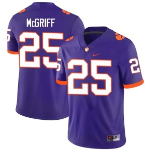 #25 Keil McGriff Purple College Football Clemson Tigers University Mens Jerseys 314985-391