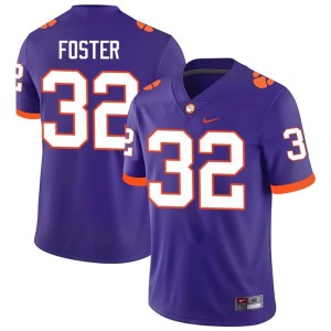 #32 Michael Foster Mens College Football Embroidery Clemson Purple Jerseys 566003-179