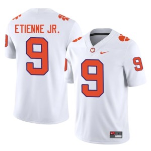 #9 White College Football Clemson University Tigers Men Travis Etienne Jr. Embroidery Jersey 661046-761