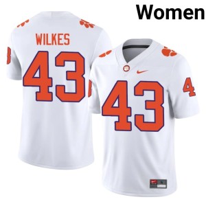 #43 2026-27 Billy Wilkes White Women Tiger Town College Football Jersey 382198-117