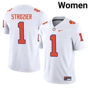 #1 White CLEM Women's NCAA College Football Branden Strozier Jersey 174077-781