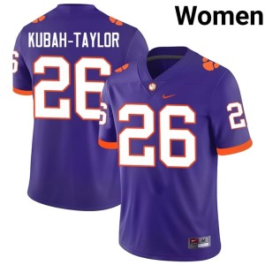 #26 NCAA Purple Tiger Town College Football C.J. Kubah-Taylor Women's Jersey 991257-797