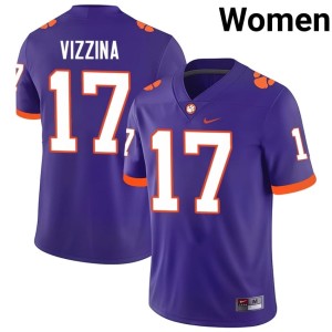 #17 Womens Christopher Vizzina College Football Purple 2026 CLEM Jersey 421112-318