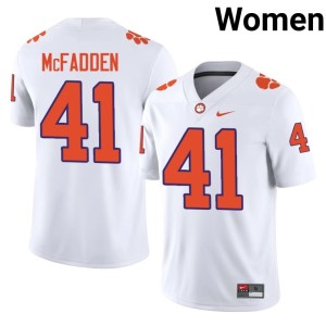 #41 White Embroidery Womens Tigers Connor McFadden College Football Jerseys 278997-393