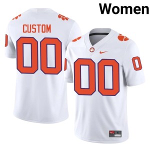 #00 College Football Women's Clemson National Championship Game Custom White Jerseys 237383-663