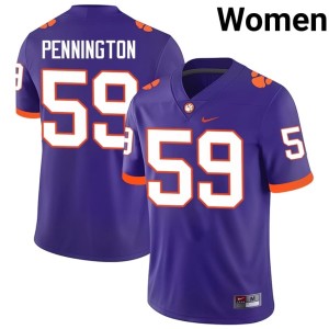 #59 Dietrick Pennington Clemson National Championship Women College Football Official Purple Jerseys 594999-939