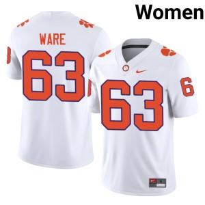#63 Limited White Easton Ware College Football Womens Clemson Jersey 726883-261