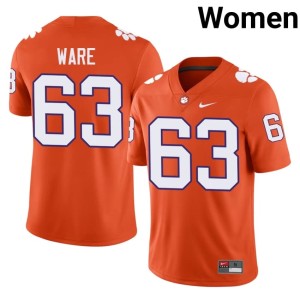 #63 Limited Women College Football Easton Ware Orange Clemson University Jerseys 594039-375