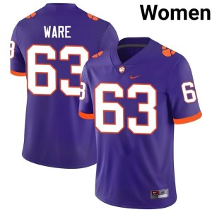 #63 College Football CLEM Purple NCAA Womens Easton Ware Jersey 951966-877