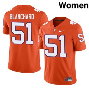 #51 Gavin Blanchard Orange Player College Football Clemson University Tigers Women's Jersey 251721-932