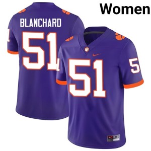 #51 Gavin Blanchard CLEM College Football Women's Purple Limited Jersey 802406-528