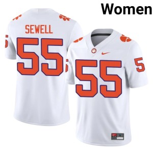 #55 Harris Sewell White Women's College Football Embroidery Tiger Town Jersey 191229-634