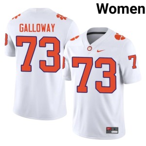 #73 Women College Football Hayes Galloway Clemson Tigers Game White Jerseys 660110-614