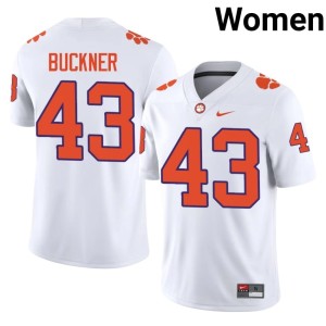 #43 College Football White Womens University J.R. Buckner CLEM Jerseys 503947-620
