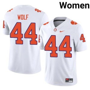 #44 Clemson National Championship Women Player Jack Wolf White College Football Jerseys 466514-442