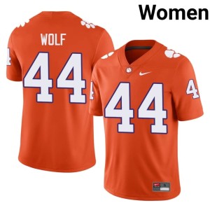 #44 Women Clemson University Tigers Official Orange College Football Jack Wolf Jersey 854587-595