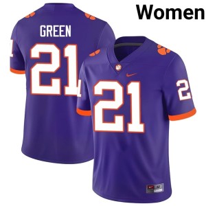 #21 Women Purple College Football Jarvis Green 2026-27 Tigers Jersey 935654-768