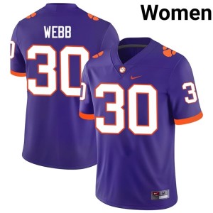 #30 Kylen Webb Women Purple Clemson University Embroidery College Football Jersey 460764-951