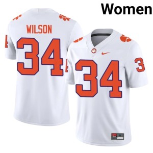 #34 Women's White Embroidery College Football Tigers Max Wilson Jerseys 396378-387
