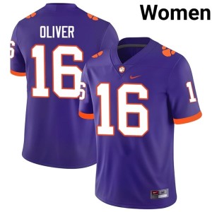 #16 College Football Women's Purple Clemson Tigers Myles Oliver 2026 Jersey 588019-179