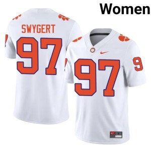 #97 Women's Patrick Swygert College Football White Clemson University Player Jersey 223866-140