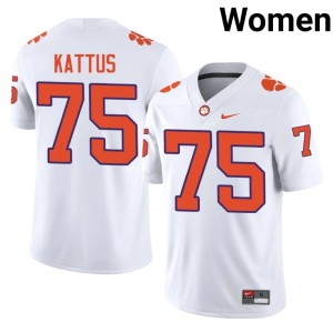 #75 Alumni White Womens Tigers College Football Tucker Kattus Jersey 947721-337