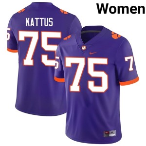 #75 CFP Champs Tucker Kattus Player Purple Women's College Football Jersey 657613-440