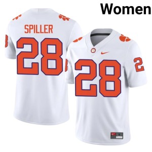 #28 CFP Champs C.J. Spiller College Football Womens Embroidery White Jerseys 438989-247