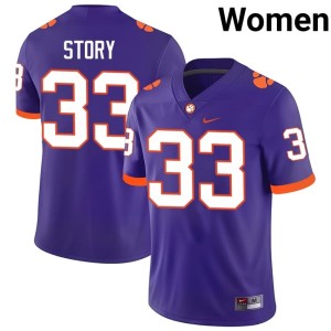 #33 Alumni College Football Womens Clemson University Tigers Purple Caden Story Jerseys 550659-672