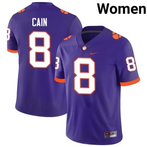#8 Women's CLEM Game Purple College Football Deon Cain Jersey 427629-162