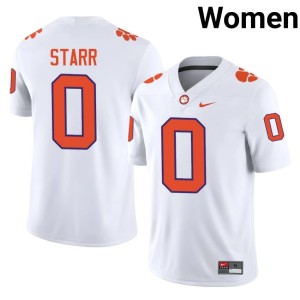 #0 College Football Donovan Starr Stitched Womens White Clemson Tigers Jersey 378957-216