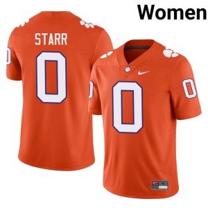#0 Orange Donovan Starr Clemson Tigers Women's College Football Embroidery Jersey 109142-532