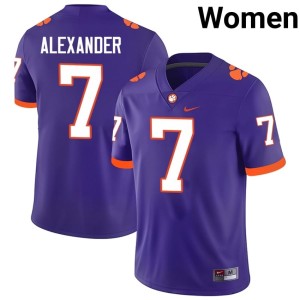 #7 Jeremiah Alexander Women College Football Purple Replica Clemson Tigers Jersey 438197-466