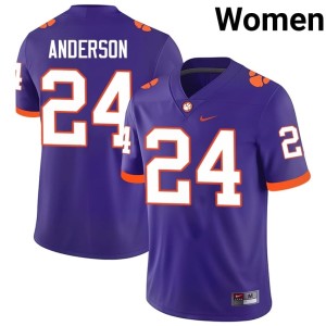 #24 Clemson Purple Logan Anderson College Football NCAA Women Jerseys 556683-273