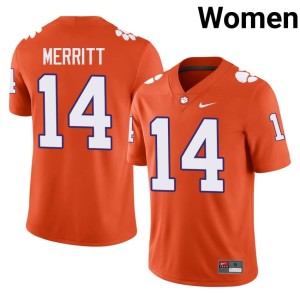 #14 College Football Game Womens Clemson University Orange London Merritt Jerseys 245159-755
