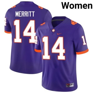 #14 High School College Football Clemson National Championship London Merritt Purple Womens Jersey 334561-882