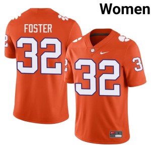 #32 Official Michael Foster Clemson Tigers Women Orange College Football Jersey 944839-888