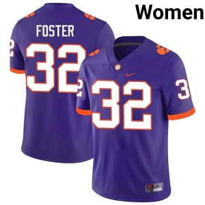 #32 Purple Michael Foster Women College Football Tiger Town University Jersey 426672-734