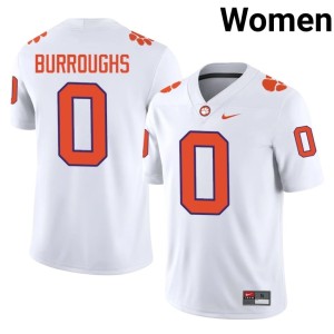 #0 2026-27 Womens Naeem Burroughs College Football White Clemson Tigers Jersey 841459-123