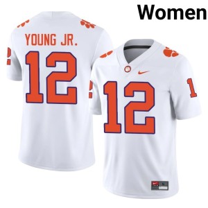 #12 Women's White Shavar Young Jr. High School College Football Clemson National Championship Jersey 192570-270