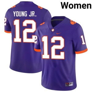 #12 College Football Official Purple Clemson Tigers Women's Shavar Young Jr. Jersey 806915-666
