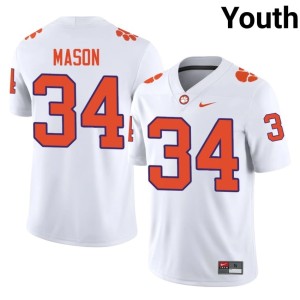 #34 University Armon Mason Youth College Football Clemson National Championship White Jersey 222485-571