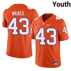 #43 College Football Orange Replica Billy Wilkes Youth Clemson National Championship Jersey 912690-380